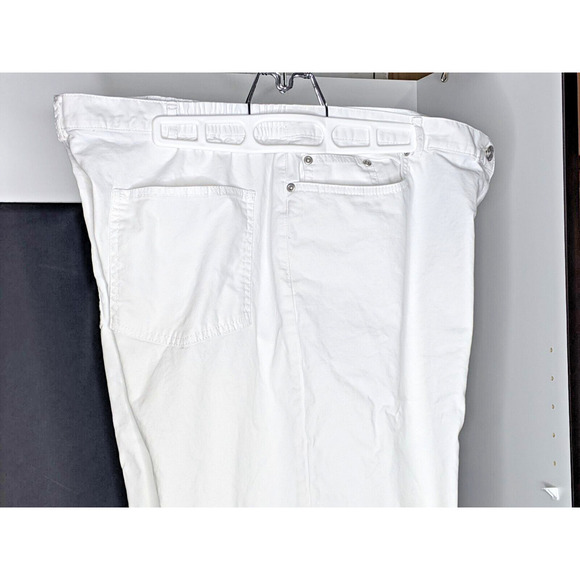 White Capris 18 Cotton Partial Elastic Turquoise Stone Trim NOTES - Picture 3 of 7